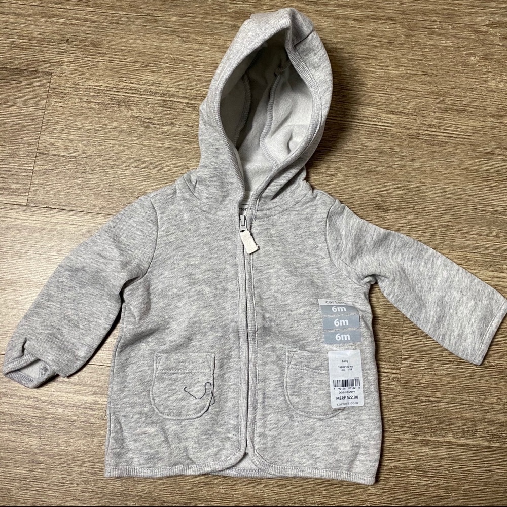 Carters Baby Boys Gray Fleece Pocket Cardigan